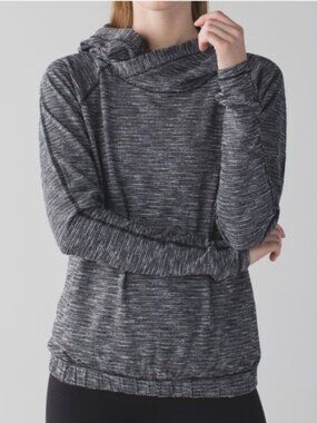 LULULEMON Healthy Heart Coco Pique Black Cowl Neck Pullover